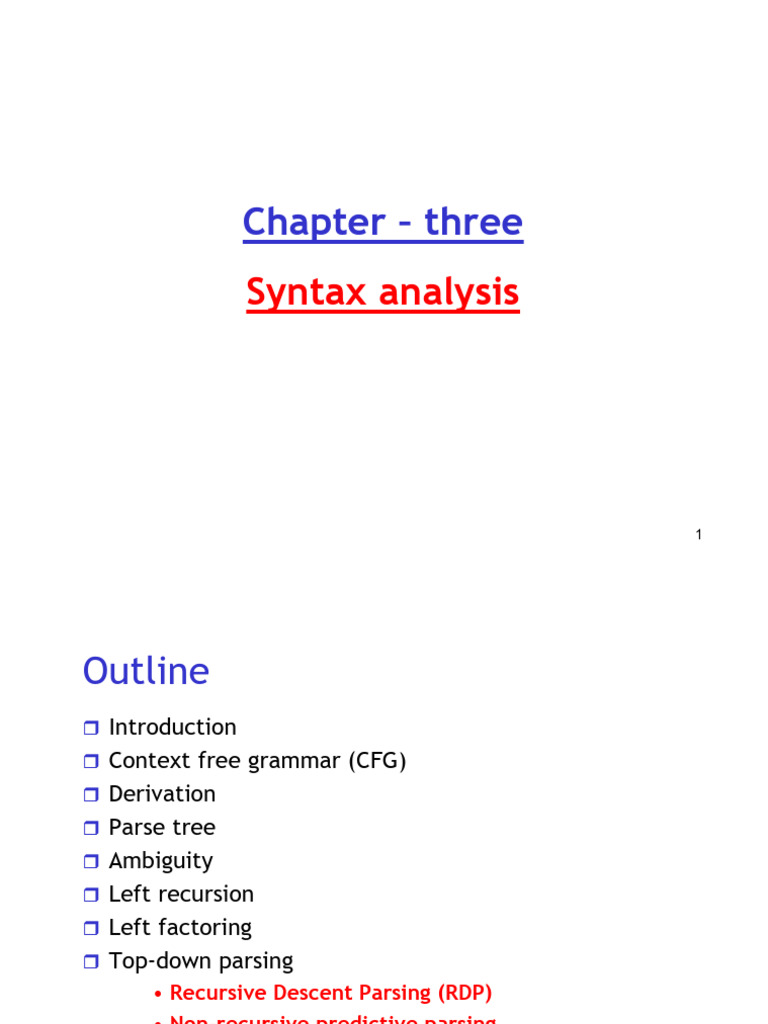 Syntax Analysis in Compiler Design | PDF | Parsing | Theoretical ...