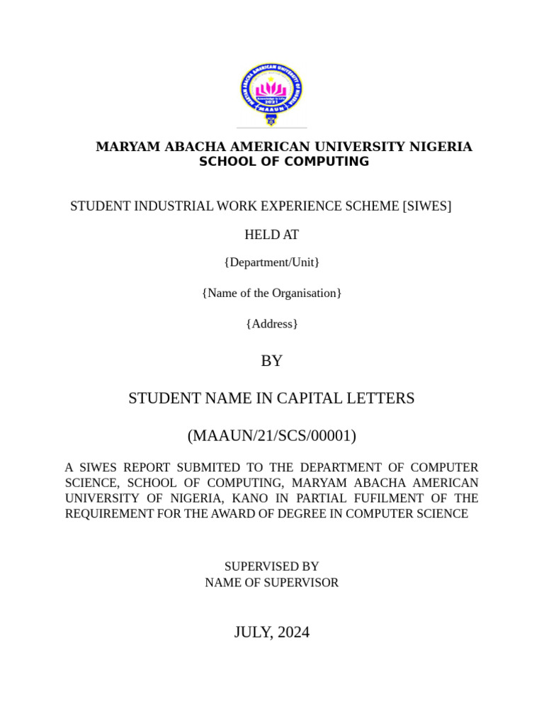 SIWES Report for Computer Science Degree | PDF | Methodology