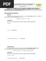 Relações entre conjuntos e Álgebra dos Conjuntos