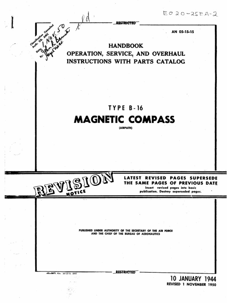 Airpath Magnetic Compass - Type B-16 - AN 05-15-15 (1944) | PDF