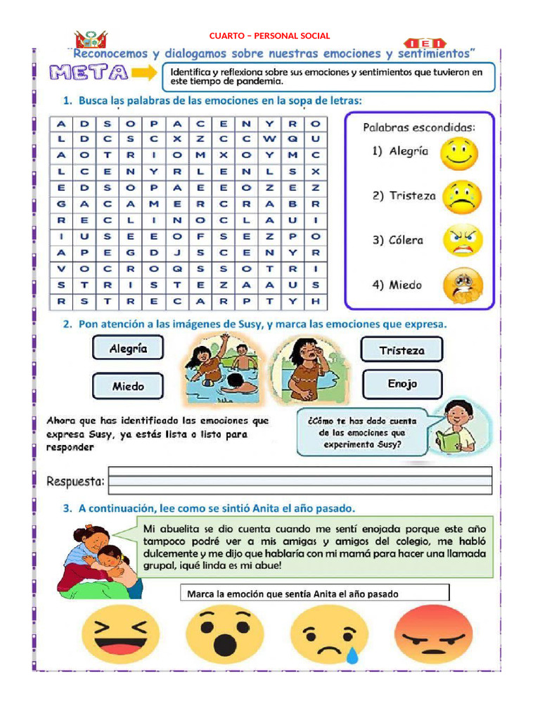 4° Ficha Las Emociones 07-04 PS | PDF