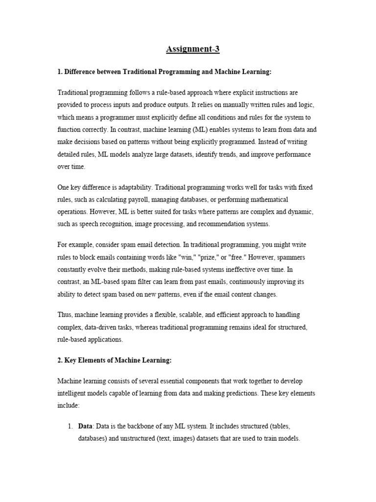 Machine Learning vs. Traditional Programming | PDF | Machine Learning ...