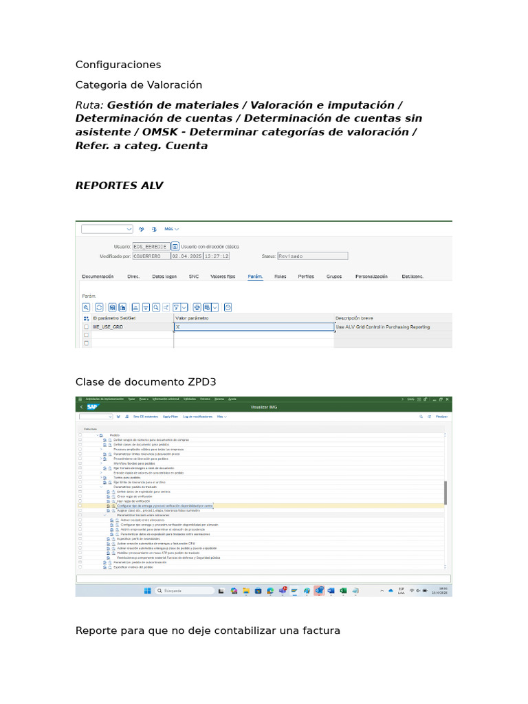 Configuración de Categ. de Valoración | PDF