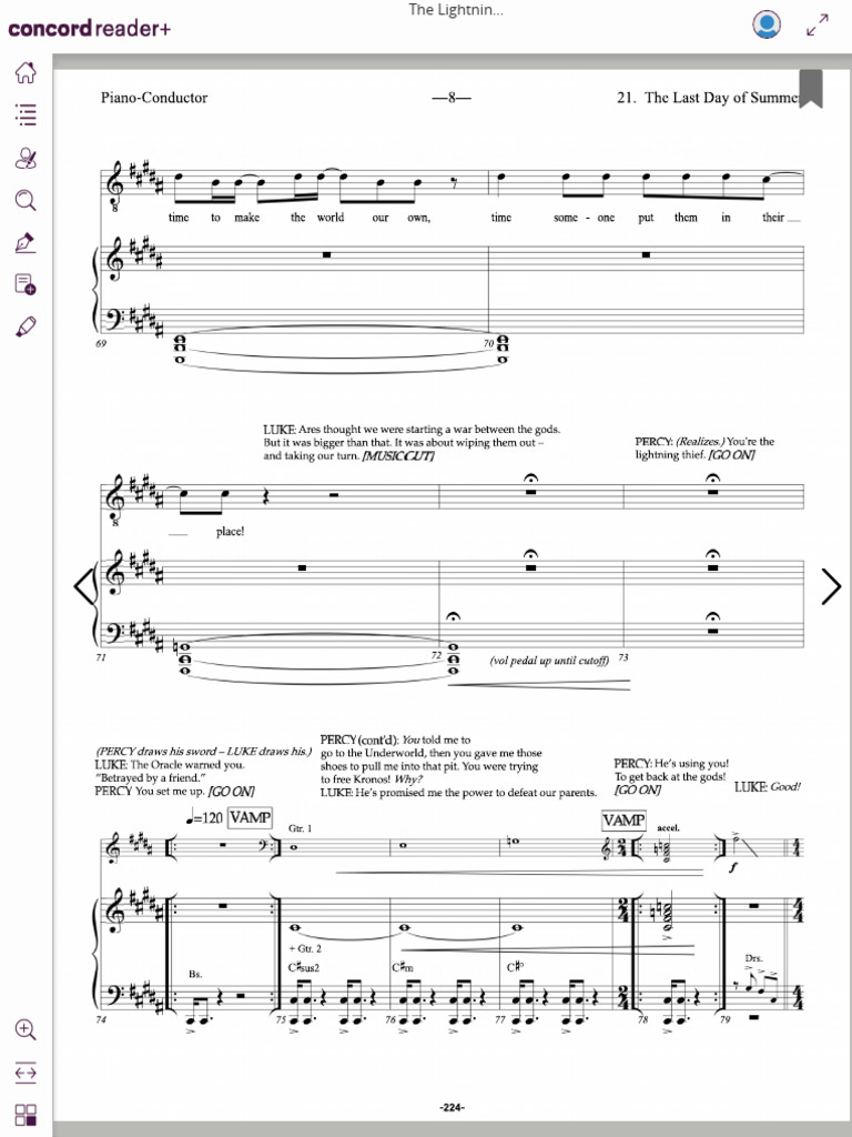 Lightning Thief Musical Script Excerpt PDF Rick Riordan Young