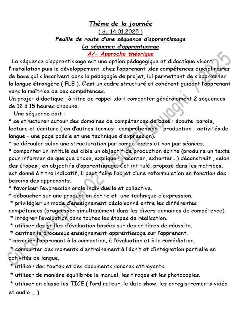 Feuille de route pour séquences d'apprentissage | PDF | Pédagogie ...