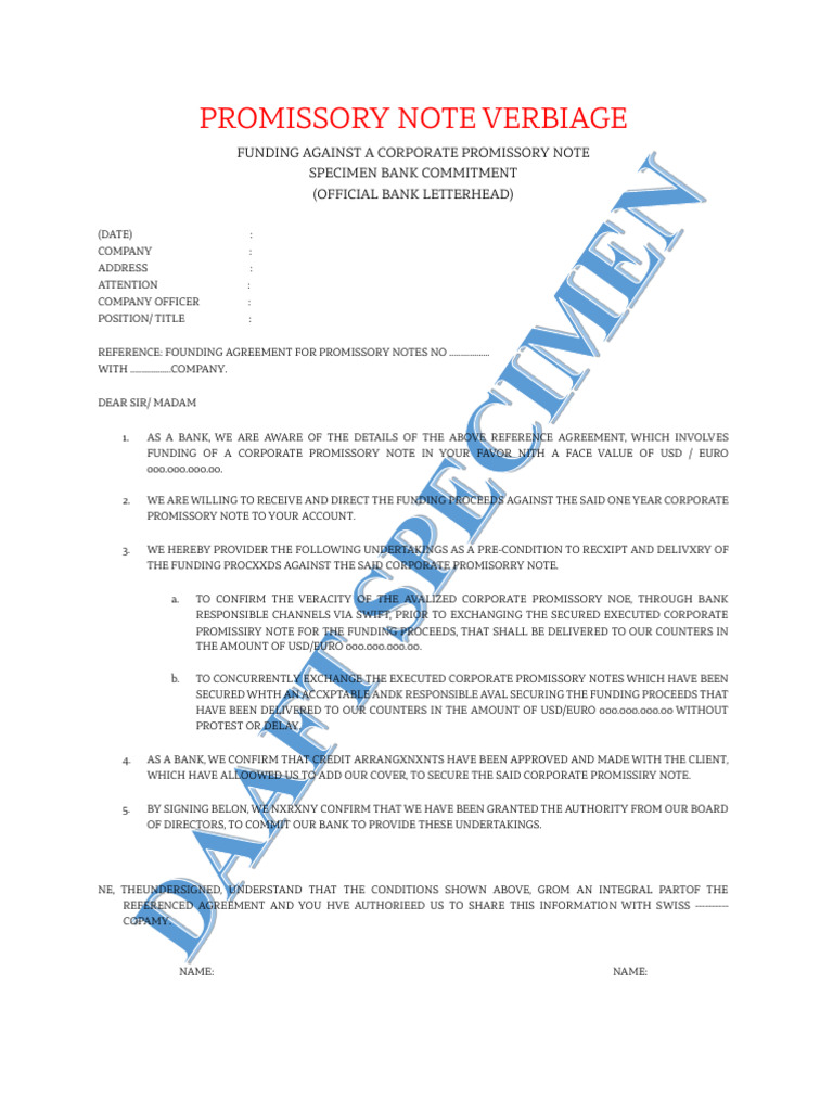Corporate Promissory Note Funding Agreement | PDF