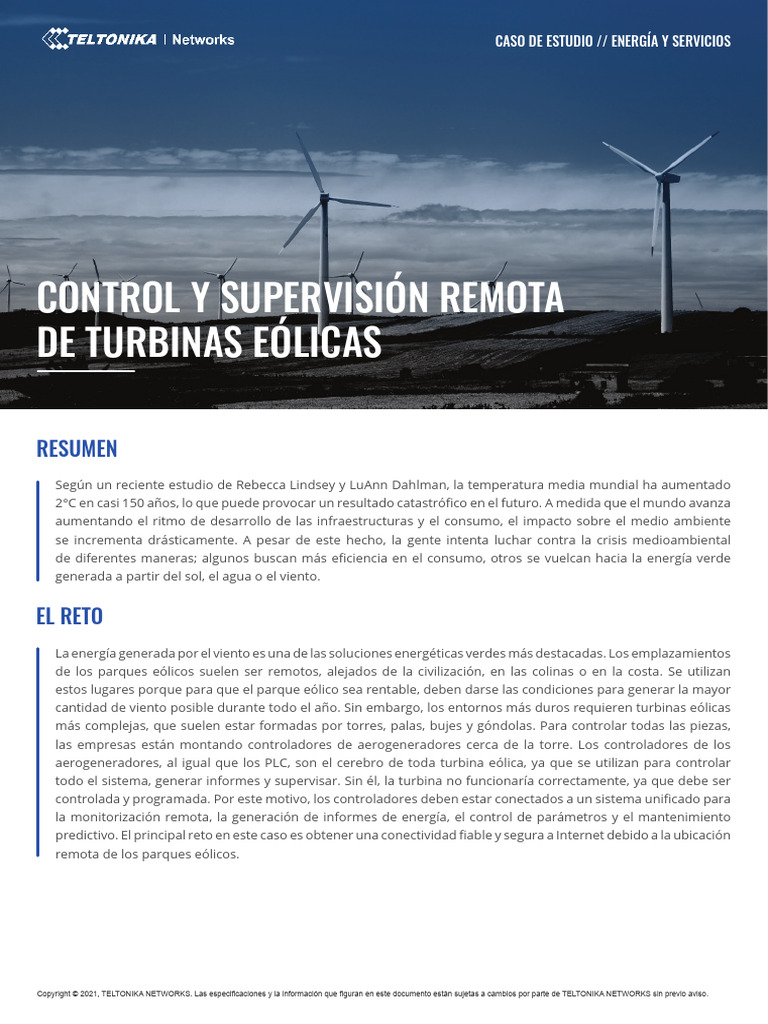 Remote Control and Monitoring of Wind Turbines Es | PDF | Energía ...