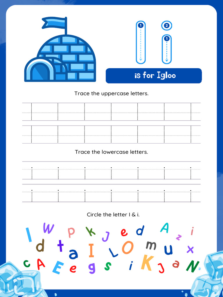 Tracing Letter I For Iceberg Lettuce Worksheet in Green Fun ...
