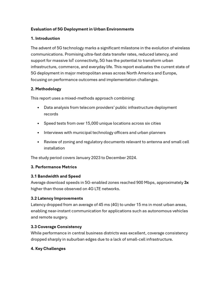 Evaluation of 5G Deployment in Urban Environments | PDF | 4 G ...