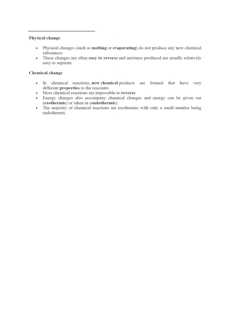 7.1 Physical and Chemical Changes Notes | PDF