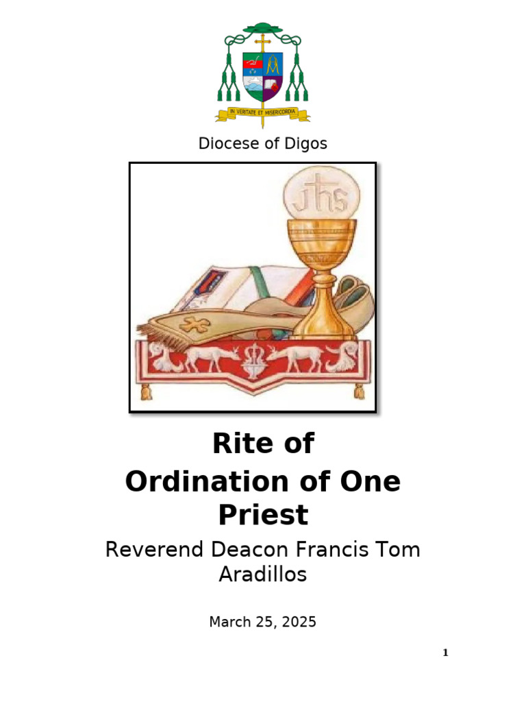 Rite of Ordination to the Priesthood for Rev Francis Tom Aradillos Copy ...