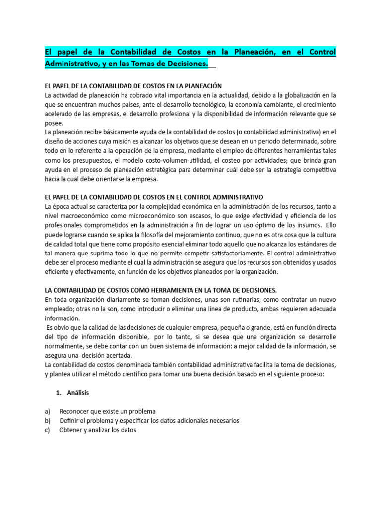 Apuntec CONTABILIDAD DE COSTOS II | PDF | Costo | Planificación