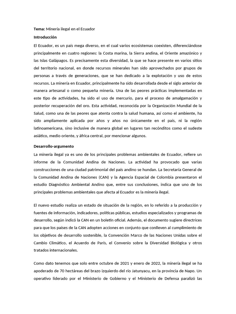 Impacto de la Minería Ilegal en Ecuador | PDF | Minería | Ecuador