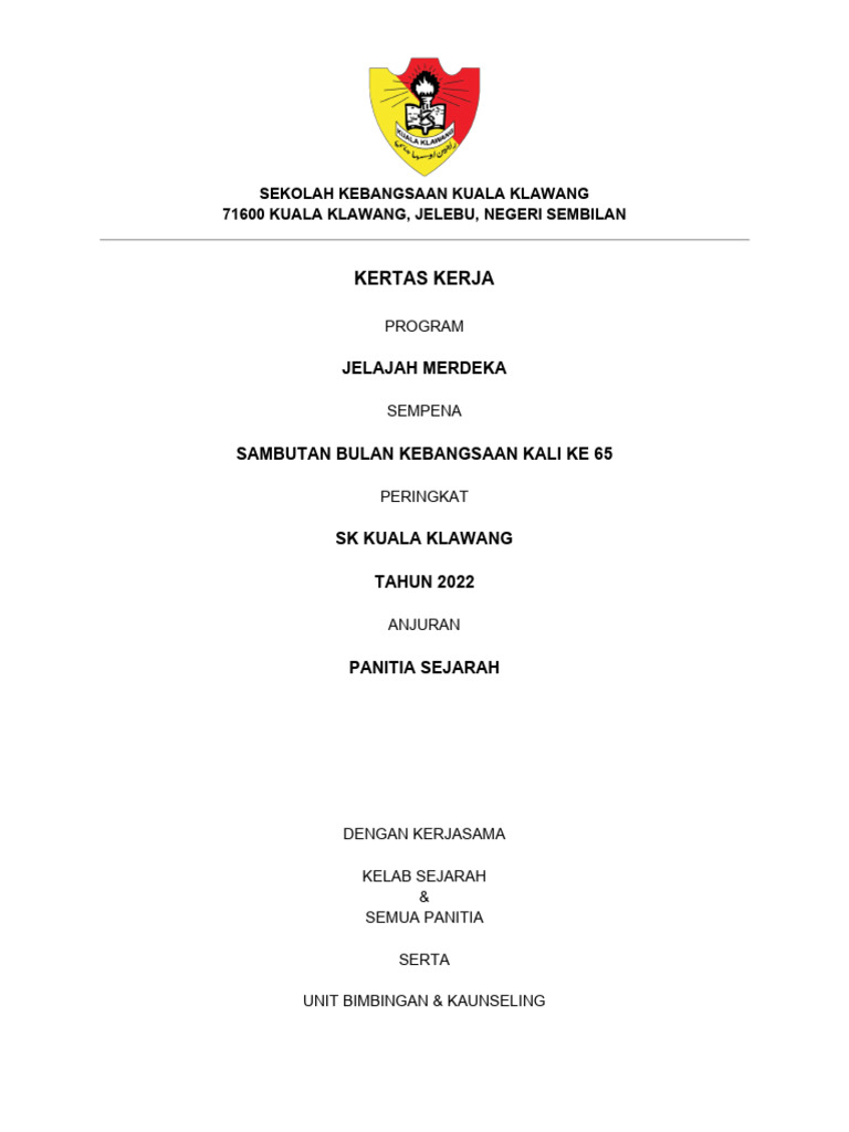 Kertas Kerja Jelajah Merdeka 2022 | PDF
