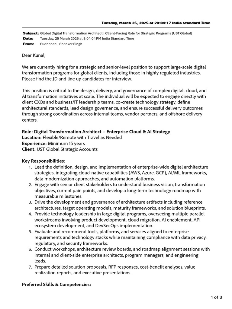 Digital Transformation Architect Role | PDF | Cloud Computing | Governance