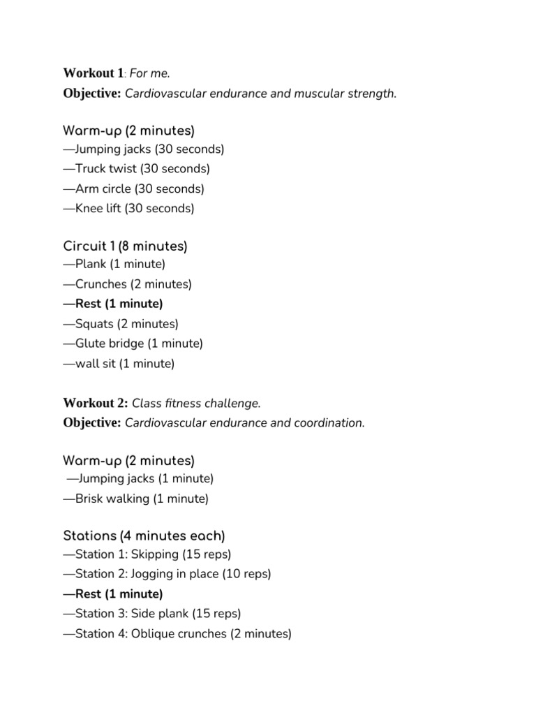 Cardio and Strength Workout Plans | PDF