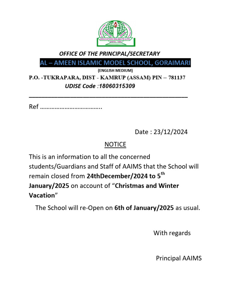 Holiday Notice-1 | PDF