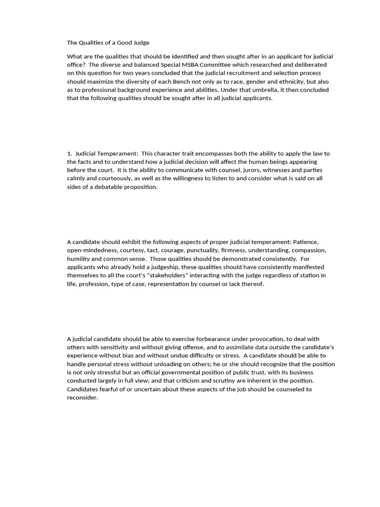 Essential Qualities of a Good Judge | PDF | Lawyer | Lawsuit