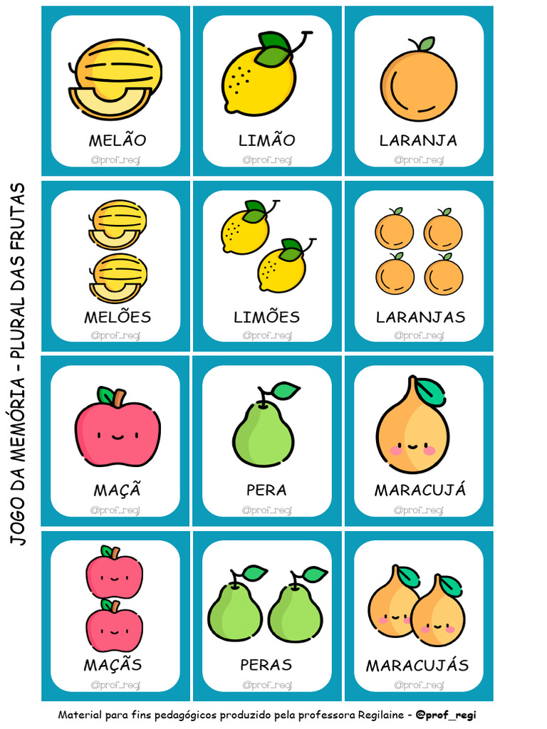 Jogo da Memória: Plural das Frutas | PDF