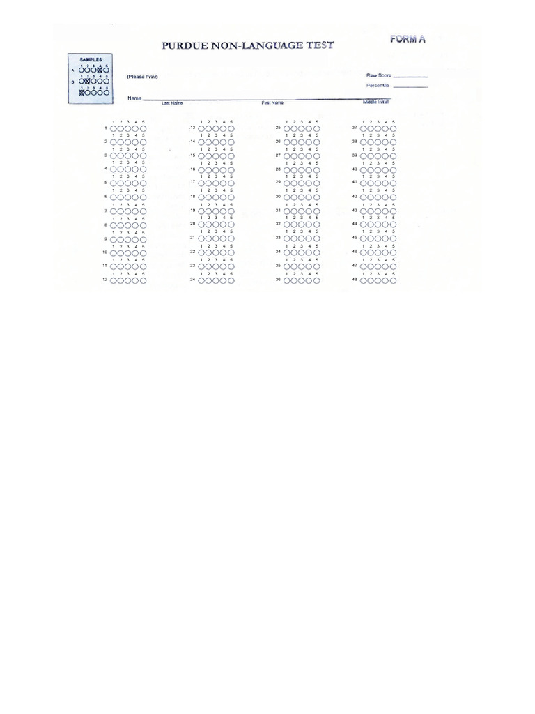 PNLT Answer Sheet | PDF