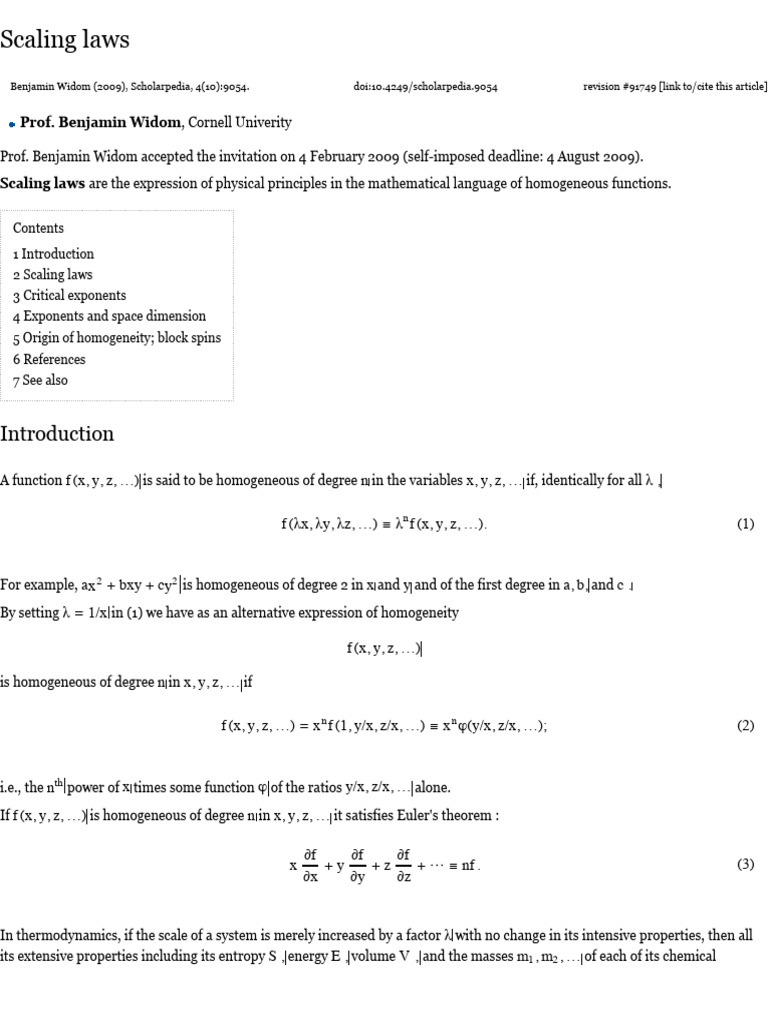 Understanding Scaling Laws in Physics | PDF | Thermodynamics ...