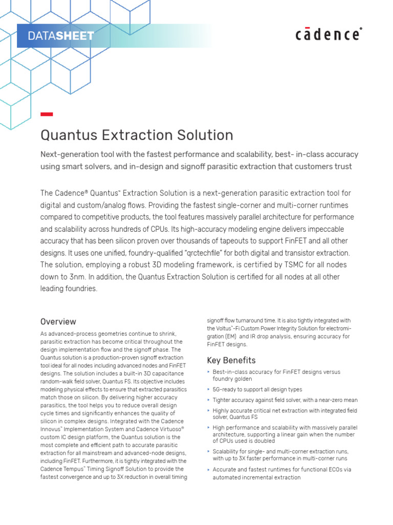 Cadence Quantus Extraction Solution Overview | PDF | Semiconductor ...