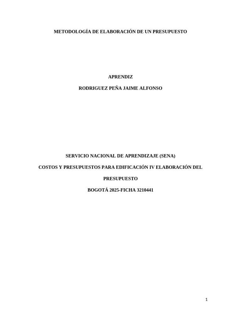 Metodología de Elaboración de Un Presupuesto | PDF | Presupuesto