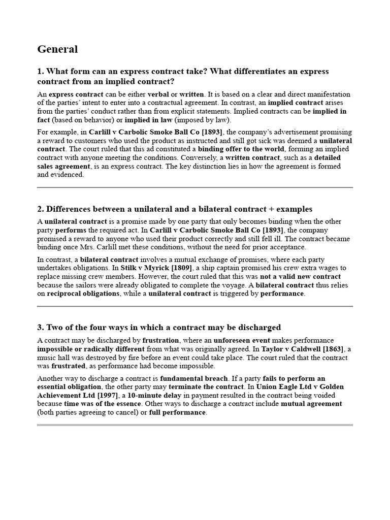 Understanding Express and Implied Contracts | PDF | Misrepresentation ...