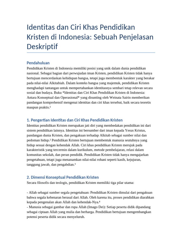 Identitas Pendidikan Kristen di Indonesia | PDF
