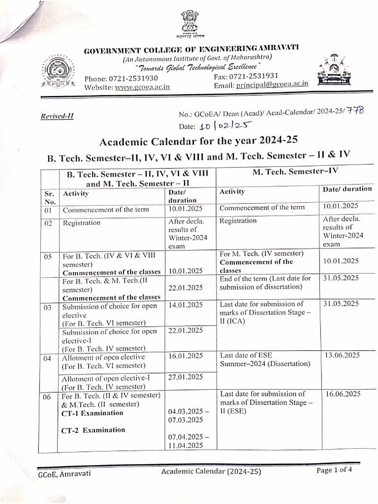 Academic Calendar 24-25 | PDF