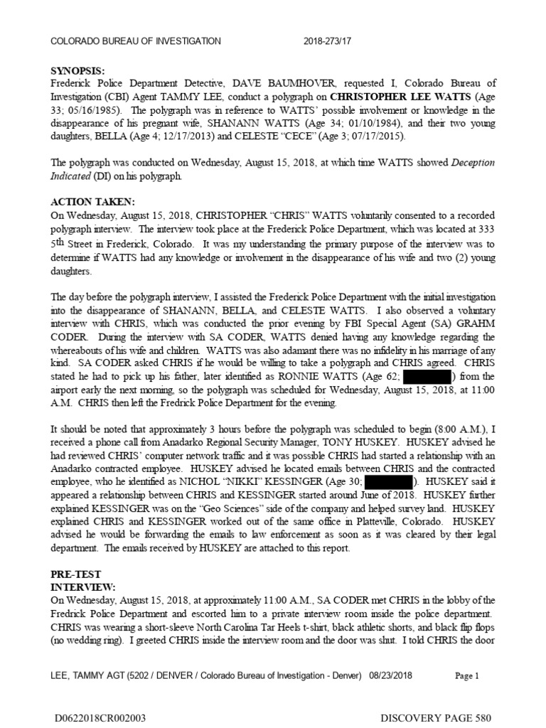 Chris Watts Polygraph Examination Report | PDF