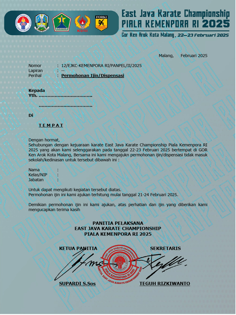 Permohonan Ijin KRI 2025 Malang | PDF