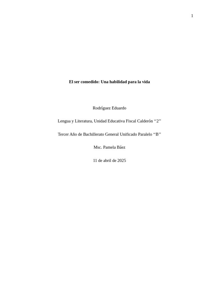 Ser Comedido Habilidad para La Vida | PDF