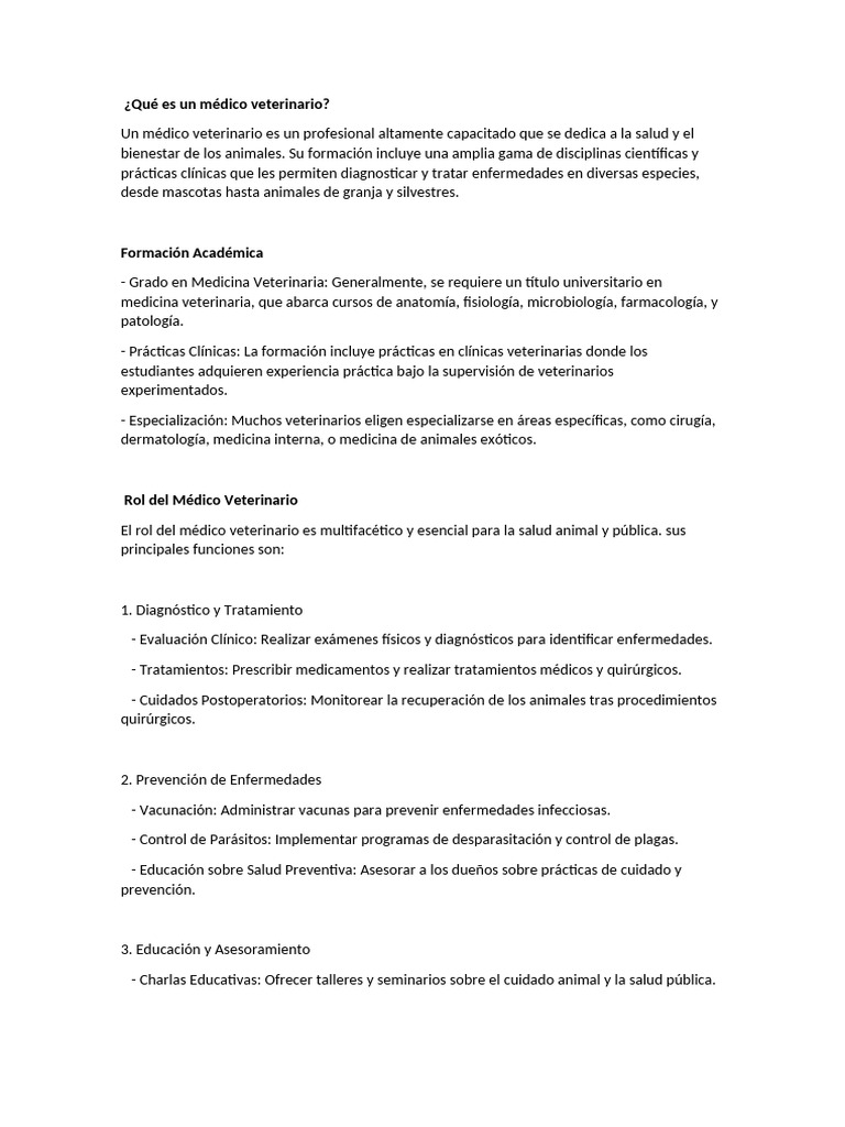 Qué es un médico veterinario | PDF | Medicina Veterinaria | Medicina