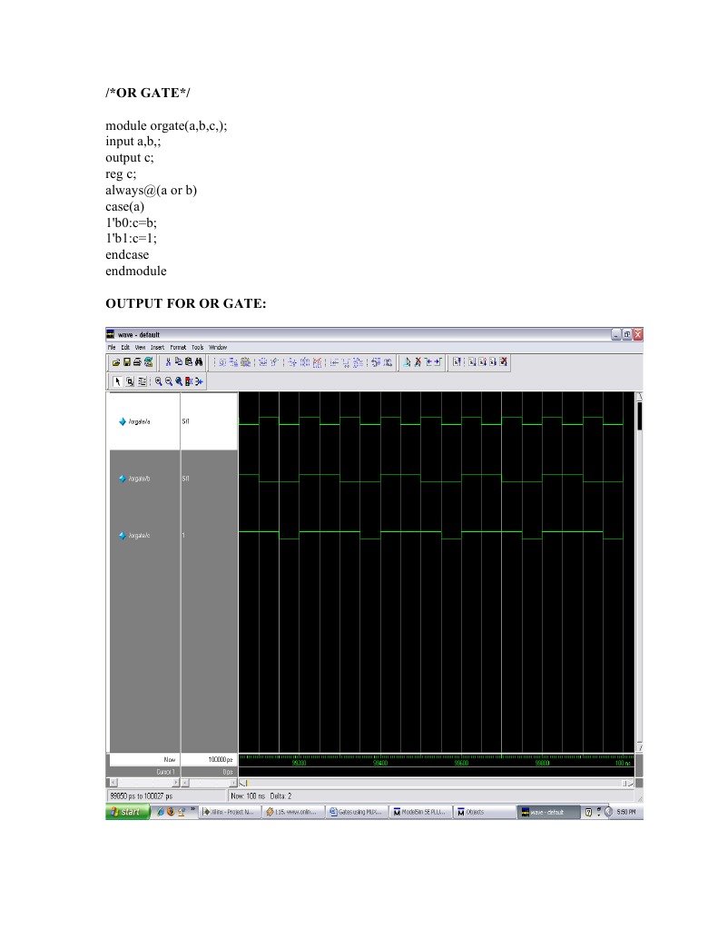 Module Orgate (A, B, C,) Input A, B, Output C Reg C Always@ (A or B ...