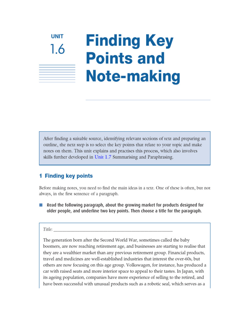 Key Points and Note-Making Guide | PDF | Sleep | Newspapers