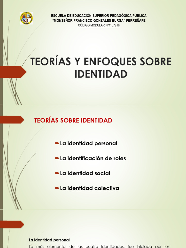 Teorías y Enfoques de la Identidad | PDF | Sicología | Psicología Social
