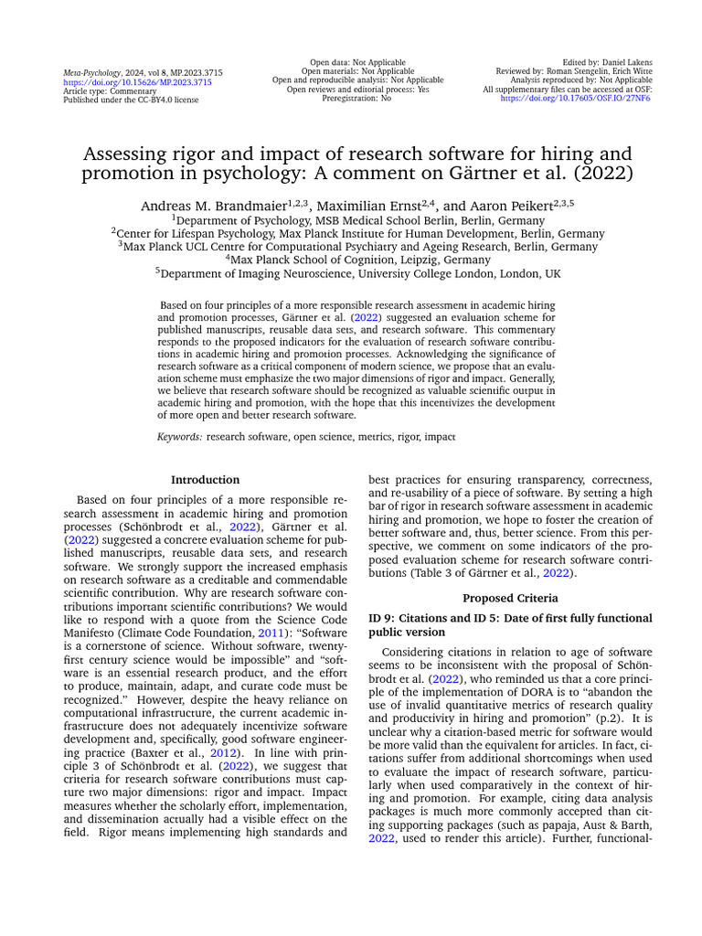 Evaluating Research Software's Rigor and Impact | PDF | Software | Science