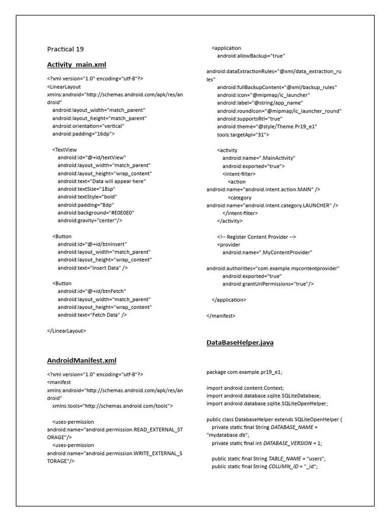 Android Data Insertion and Fetching Guide | PDF | String (Computer ...