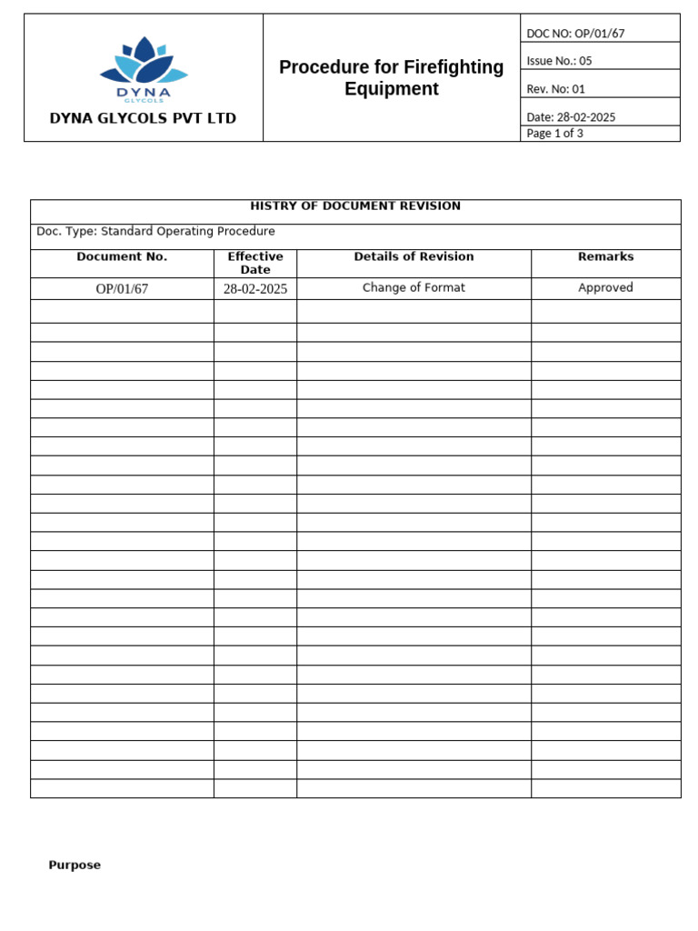 Firefighting Equipment SOP Guide | PDF | Firefighting | Fires