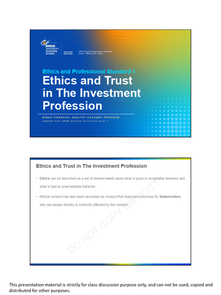 Ethics and Trust in Investment Profession | PDF | Psychology ...