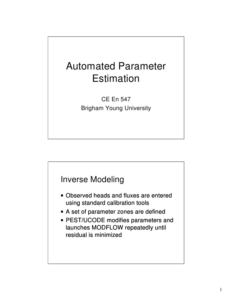 Automated Parameter Estimation in MODFLOW | PDF | Computer Simulation ...
