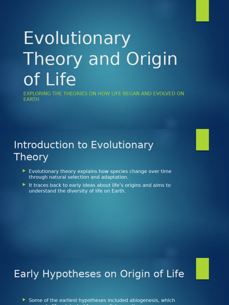 Evolutionary Theory: Origins of Life | PDF | Abiogenesis | Life