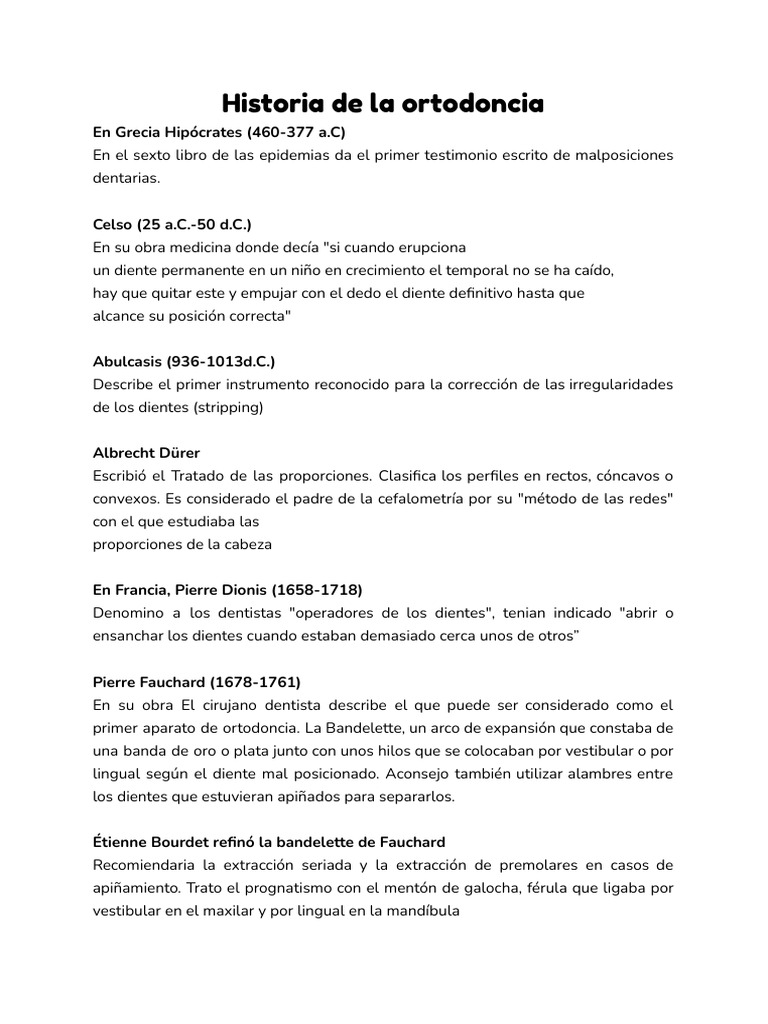 Evolución de la Ortodoncia a lo Largo de la Historia | PDF | Ortodoncia ...