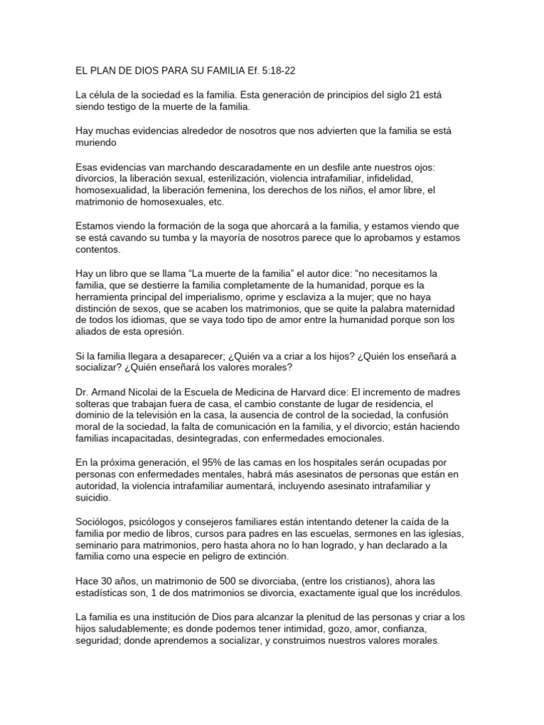 El Plan de Dios para la Familia | PDF | Familia | Jesús