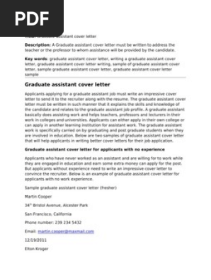 Graduate Assistant Cover Letter 