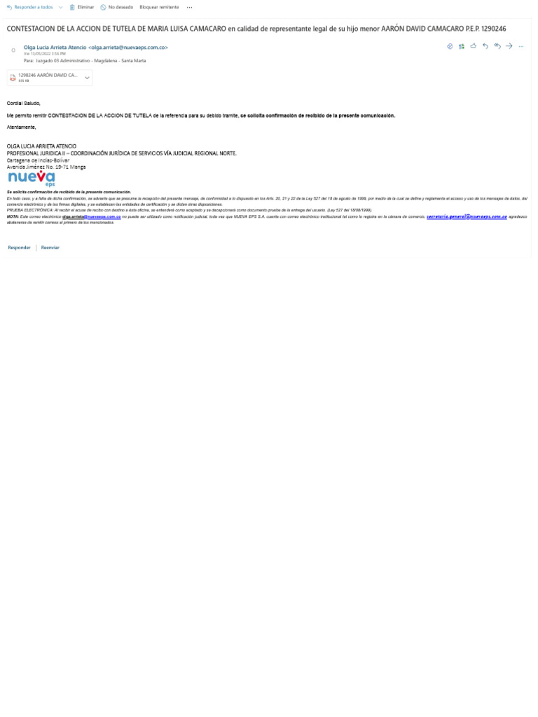 Modelo Contestacion Tutela | PDF