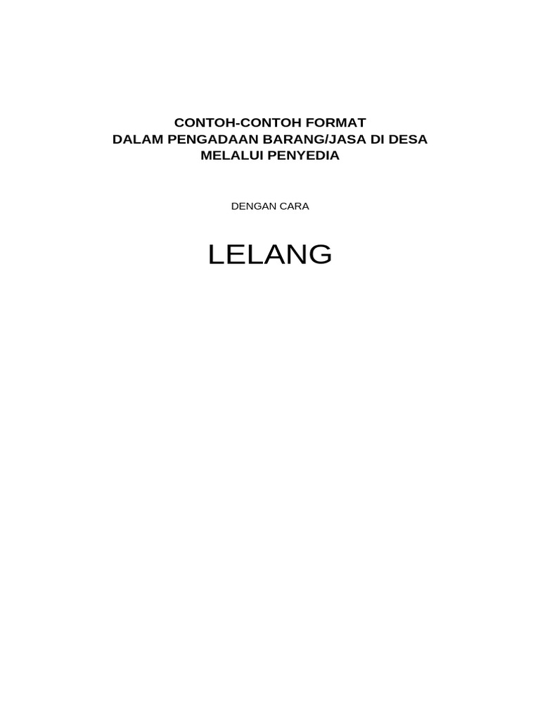 Format Pengadaan Barang/Jasa Desa | PDF
