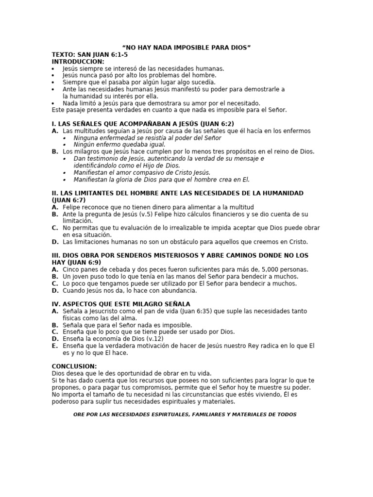 No Hay Nada Imposible para Dios | PDF | Jesús | Dios