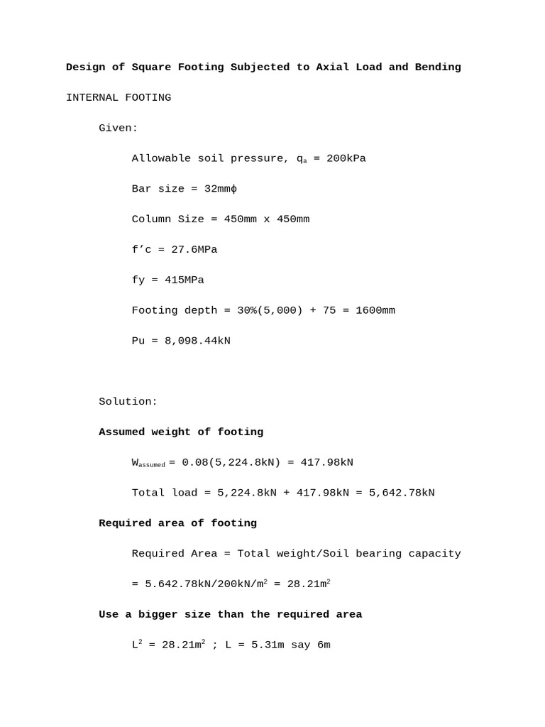 Design of Square Footing | PDF | Civil Engineering | Structural Engineering